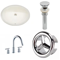 19.75-in. W CUPC Oval Bathroom Undermount Sink Set In Biscuit - Chrome Hardware - Overflow Drain Incl. AI-26057