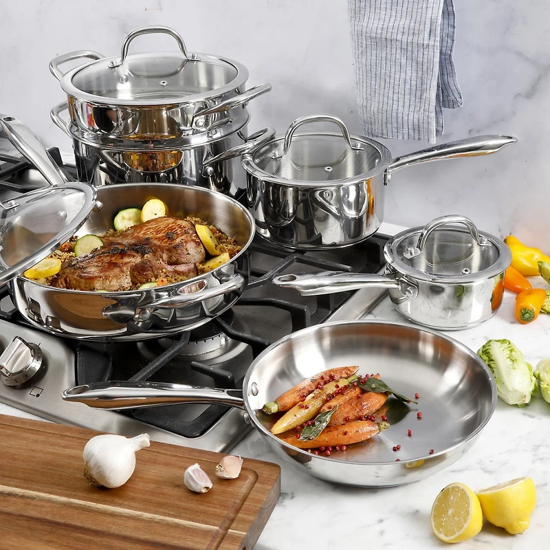 Kenmore Devon Batterie de cuisine en acier inoxydable 10 pièces