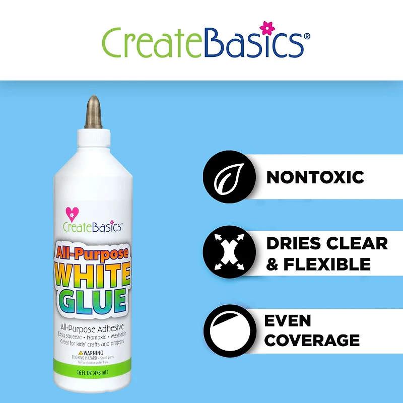 Create Basics 4 Oz. All Purpose Tacky Glue, Perfect for Crafts, Classrooms, Group Activities and More