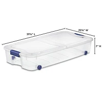 Boîte de rangement Sous-le-lit sur roulettes UltraMC de Sterilite de 62 L en bleu 62L
