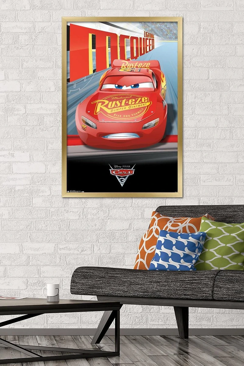 Disney Pixar Cars 3 - Lightning Wall Poster, 22.375" x 34" Framed