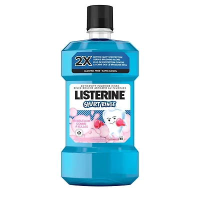 Listerine Smart Rinse Gomme balloune, rince-bouche pour enfants, rince-bouche anticarie au fluorure, sans alcool 500 mL