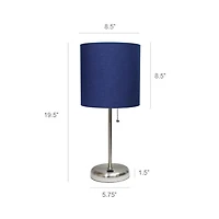 LimeLights Stick Lamp with USB charging port and Fabric Shade