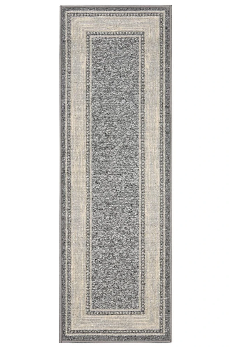 Tapis contemporain conception bordée à motif et à sous-couche en caoutchouc de la collection Ottohome