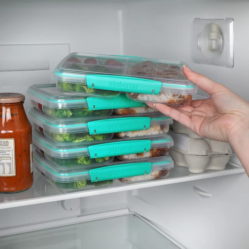 Sistema To Go Multi Split Meal & Food Prep Containers with Dividers & Clips, 820 mL, BPA-Free