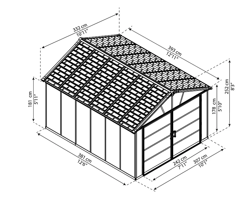 CANOPIA by PALRAM Yukon 11 ft. x 13 ft. Dark Grey Storage Shed / Garage