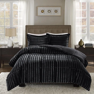 Home Essence York Faux Fur Comforter Set
