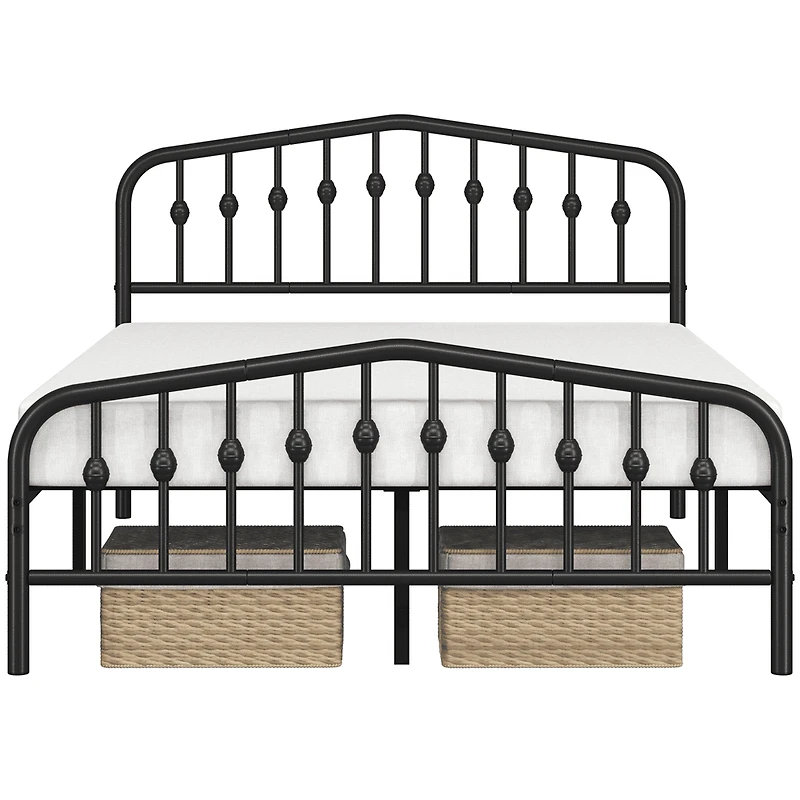 Fullfurnique Modern Metal Bed Frame with Arched Headboard and Footboard, Twin, Black