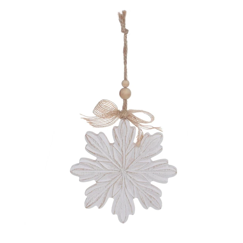 Temps de vacances 5IN bois flocon de neige ornement