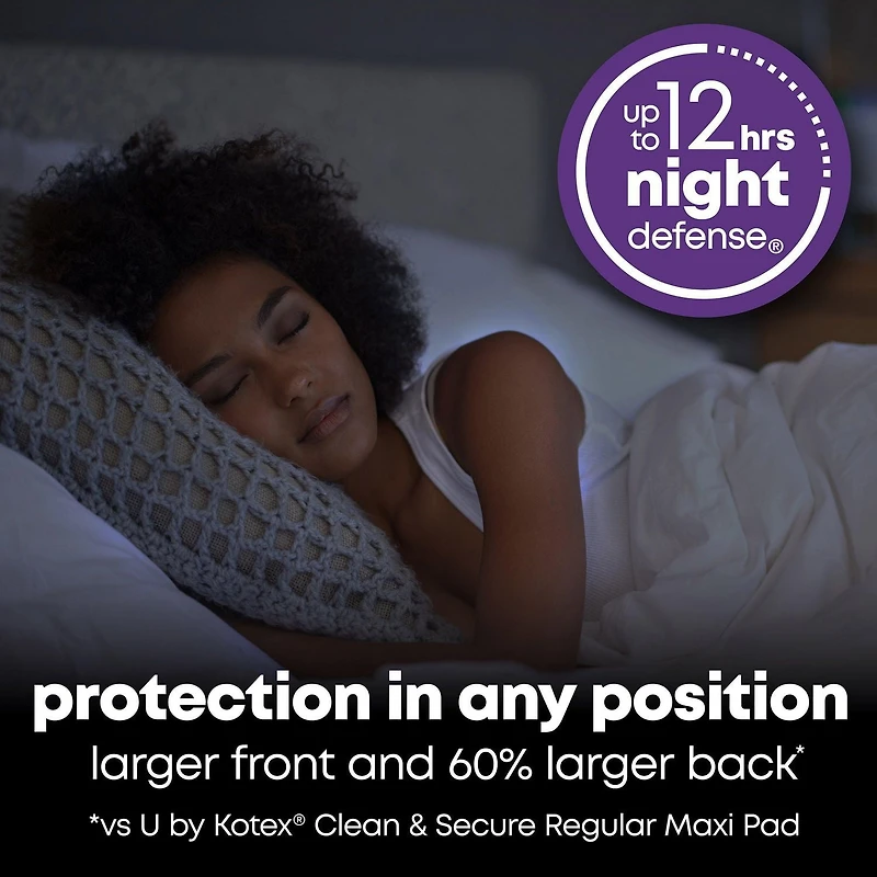 U by Kotex Clean & Secure Overnight Maxi Pads with Wings, 30 Count, UBK PAD 30