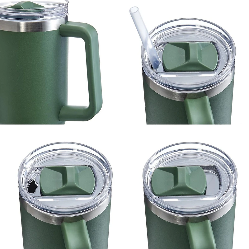 Ozark Trail Gobelet en acier inoxydable de 40 OZ avec poignée, paille, double paroi