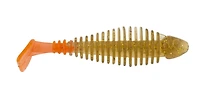 Matzuo MTZGK3.5OY Gaikotsu 3.5" Ribbed Swimmer 8Pk, Fire Tail Gold, Gaikotsu Ribbed Swimmer, Fire