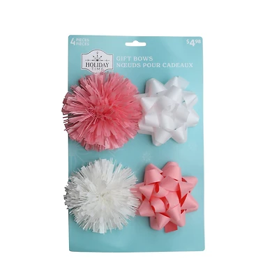 Nœuds de Noël roses et blancs Holiday Time, lot de 4