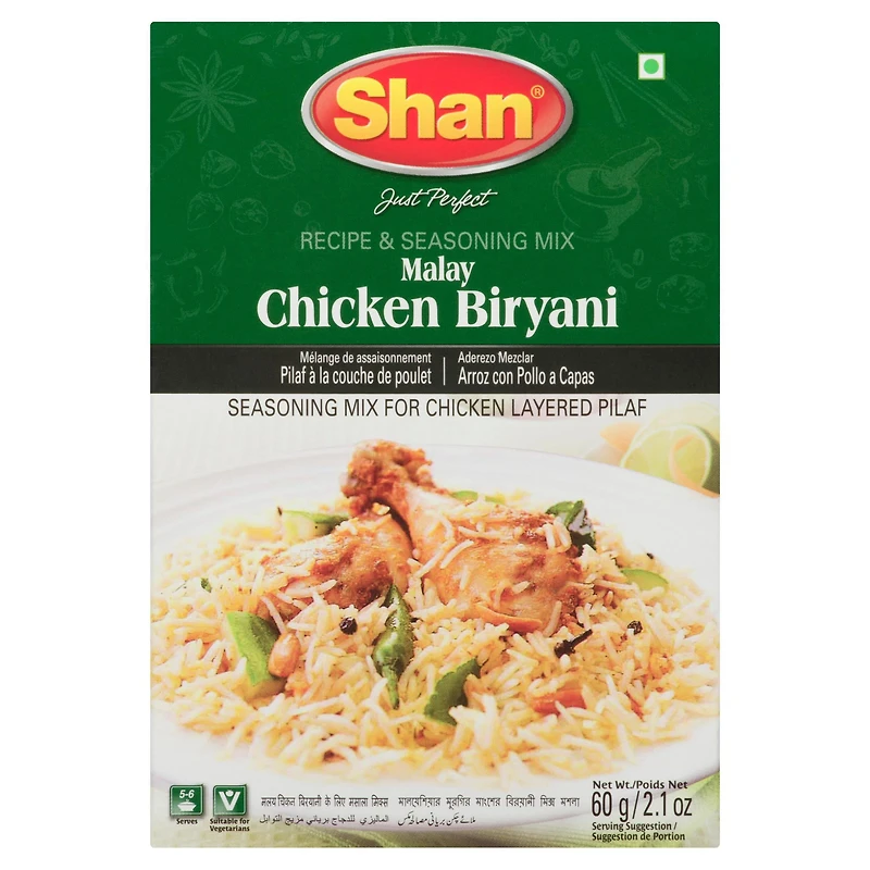 Shan Malay Chicken Biryani Seasoning Mix (60g) - Premium Spice Blend for Chicken Layered Pilaf, Turmeric & Garlic Seasoning, Authentic Indian Biryani Flavor, 60 g