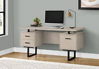 Monarch Specialties Computer Desk, Home Office, Laptop, Left, Right Set-up, Storage Drawers, 60"l, Work, Metal, Laminate, Beige, Black, Contemporary, Modern