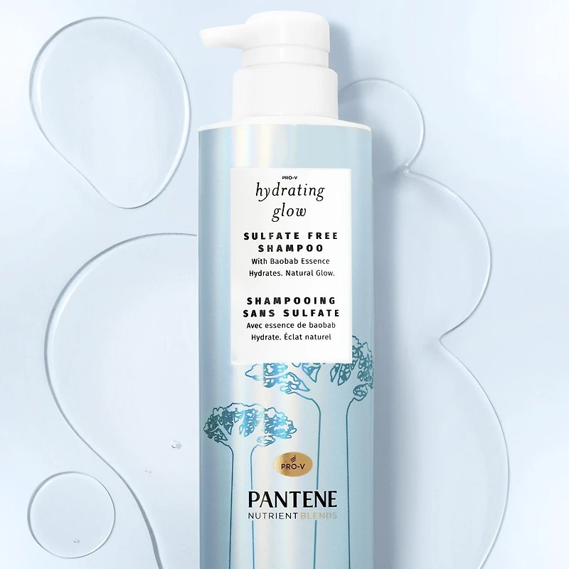 Shampooing Pantene Nutrient Blends Éclat hydratant Baobab + hyaluronique sans sulfate 440 mL