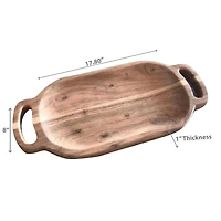 IH Casa Decor Acacia Wood Oval Serving Tray With Double Handle