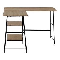 Monarch Specialties Computer Desk, Home Office, Corner, Storage Shelves, 48"l, L Shape, Work, Laptop, Metal, Laminate, Brown, Black, Contemporary, Modern