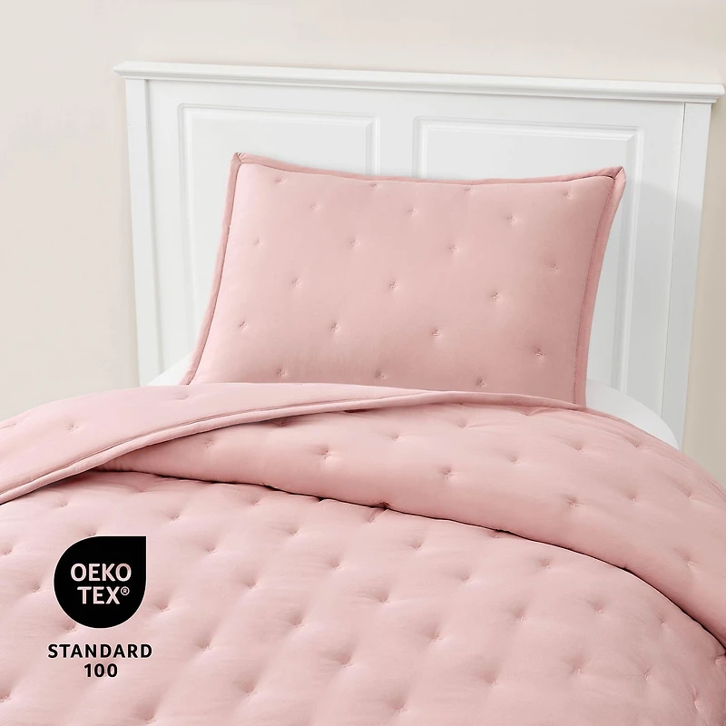 Ensemble de couette Mainstays 3 pièces, rose blush, lit double queen