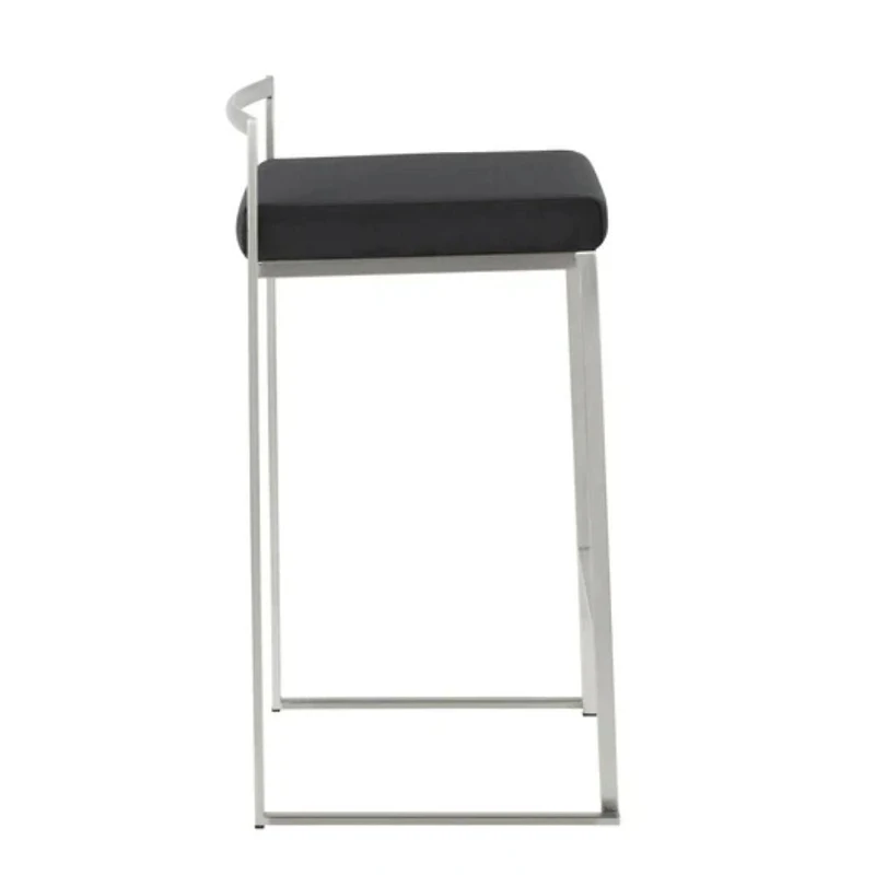 Heavenly Collection Tabouret en PU Noir avec Cadre en Acier Inoxydable ENSEMBLE DE 3