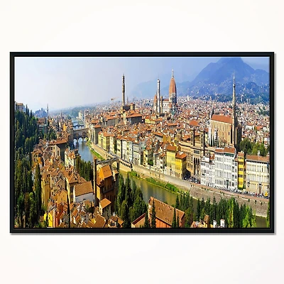 Design Art Florence Vue Panoramique  Sur Toile Encadrée