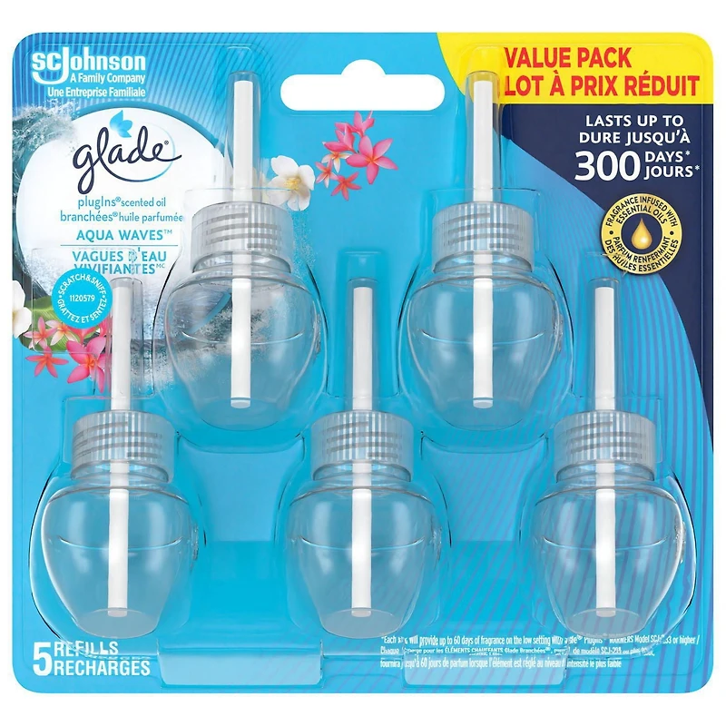 Recharge d'huile parfumée Glade PlugIns® (paquet de 5) VP - Aqua Waves™