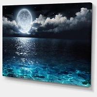 Designart Pleine lune romantique sur la mer Art mural sur toile