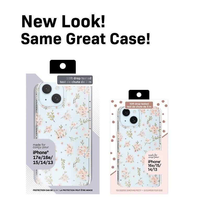 Coque de téléphone Petite Florale Rose pour iPhone 17e / iPhone 16e / iPhone 15 / iPhone 14 / iPhone 13