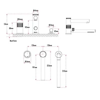 Robinet de baignoire Romaine CLAUDIA avec douche à main d'akuaplus® en laiton solide, 3 pièces.