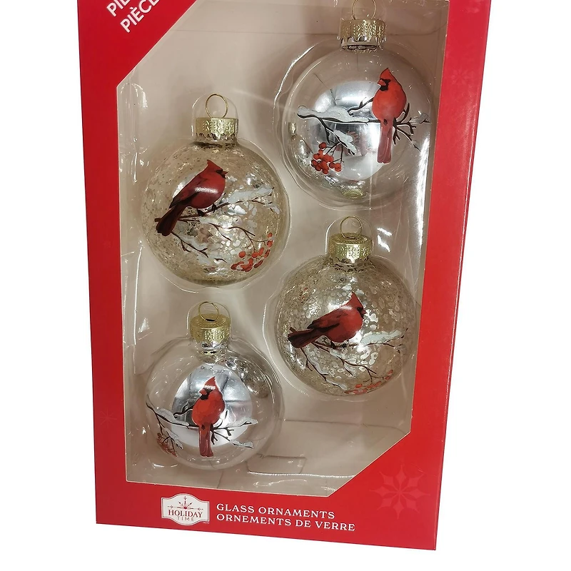 HOLIDAY TIME 65MM * 4CT CARDINAL ORNAMENT