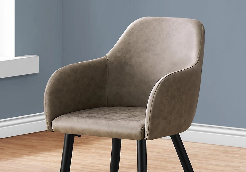 Monarch Specialties Dining Chair, Set Of 2, Side, Upholstered, Kitchen, Dining Room, Fabric, Metal, Beige, Black, Contemporary, Modern