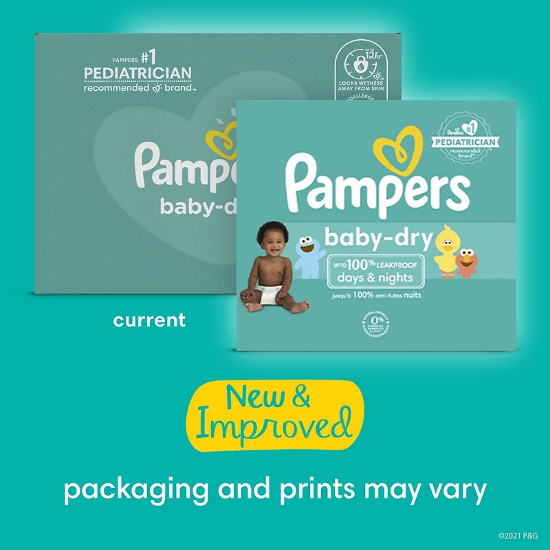 Pampers Baby Dry Diapers, Super Pack, Size NB-6, 120-64 Count