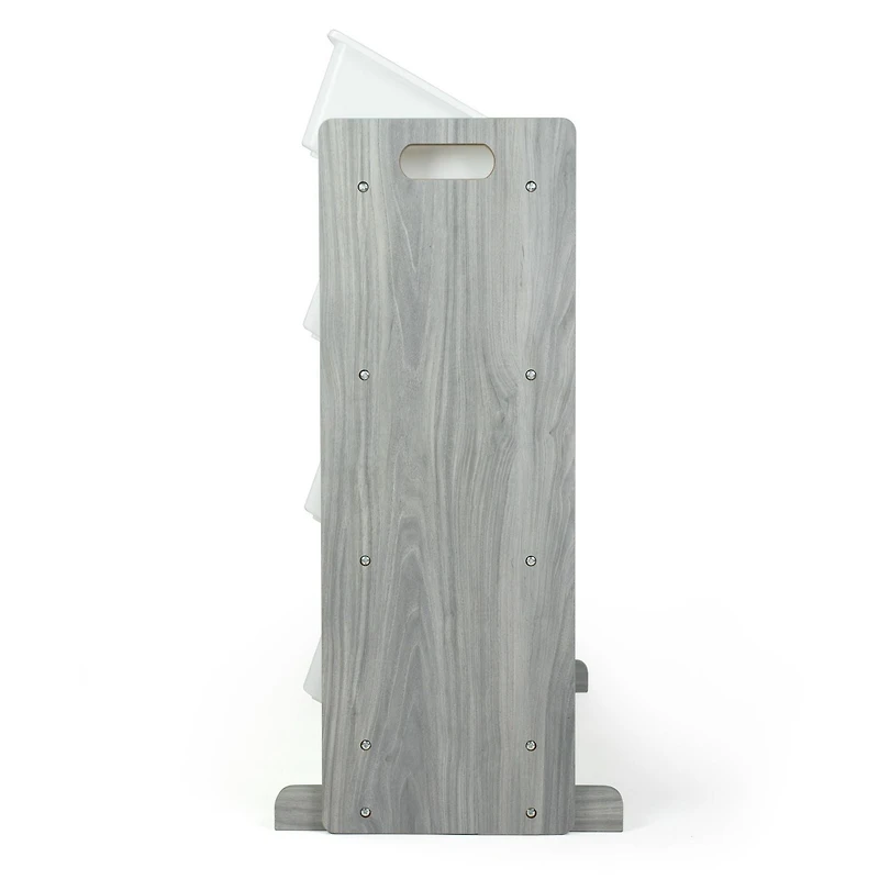 Rangement jouets, 12 bacs en plastique, bois gris