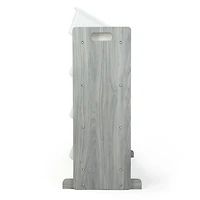Rangement jouets, 12 bacs en plastique, bois gris