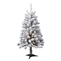 Holiday Time Greenfield 4' Pre-Lit Regular Full Flocked Pine Christmas Tree - Green