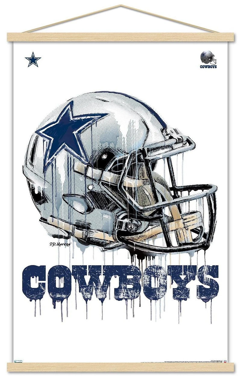 NFL Dallas Cowboys - Drip Helmet 20 Wall Poster, 22.375" x 34" Framed