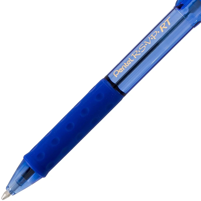 Pentel R.S.V.P. RT Colours Retractable Ballpoint Pen Medium 1.0mm 4-Pack, Blue Ink, Non smudging oil-based ink