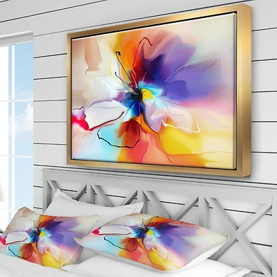 Designart Creative Flower in Multiple Colors FLOAT FRAME WALL ART