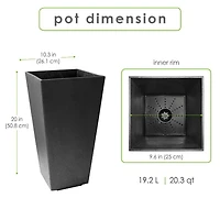 Tierra Verde Jardinière rectangulaire Sonata de 10 pouces de largeur x 20 pouces de hauteur en ardoise