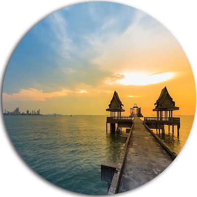 Art mural en métal Design Art Chemin de randonnée au temple ultra brillant en cercle