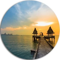 Art mural en métal Design Art Chemin de randonnée au temple ultra brillant en cercle