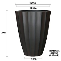 16" grand planteur cannelé, Bronze 16 po, Grand planteur cannelé