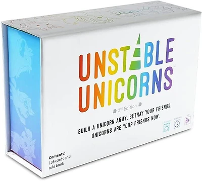 Unstable Unicorns (Version Anglaise) Un jeu de cartes par Tee Turtle - 2 à 8 joueurs - Un jeu pour la famille - Durée de 30 à 45 minutes - Pour les soirées de jeux familial - Pour adolescents et adult Jeu de cartes