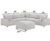 K-Living Colton Adjustable Modular Sectional with Ottoman in Mink Fabric