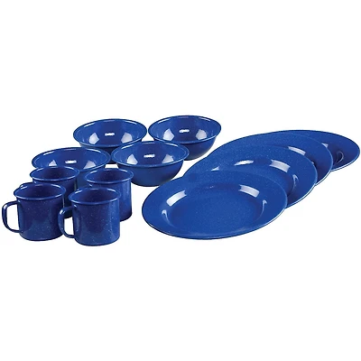 Coleman Enamel Dinnerware, 12-Piece Set, Blue