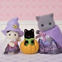 Calico Critters Ensemble de fête surprise d'Halloween, ensemble de jeu pour maison de poupée avec figurines et accessoires