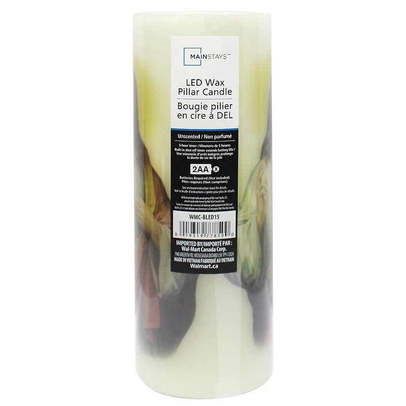 Mainstays 8" Unscented LED Wax Pillar Candle - Sacred Heart