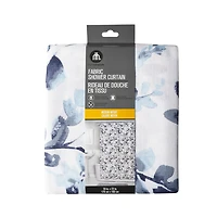 Rideau de douche en tissu texturé à motif botanique pastel Rideau de douche en tissu