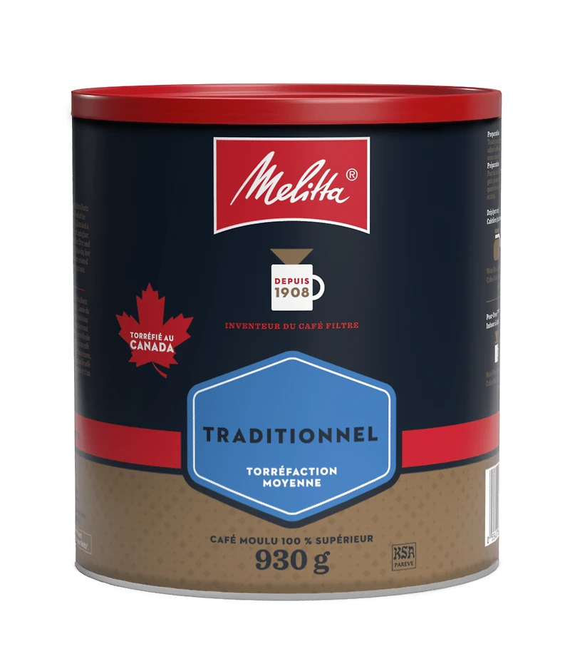 Melitta Traditional Medium Roast & Ground Coffee, 930 g Tin