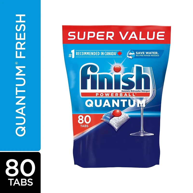 Finish Dishwasher Detergent, Quantum Max, Fresh, Mega Value Pack, 80 Tablets, Shine and Glass Protect, Dishwasher Detergent